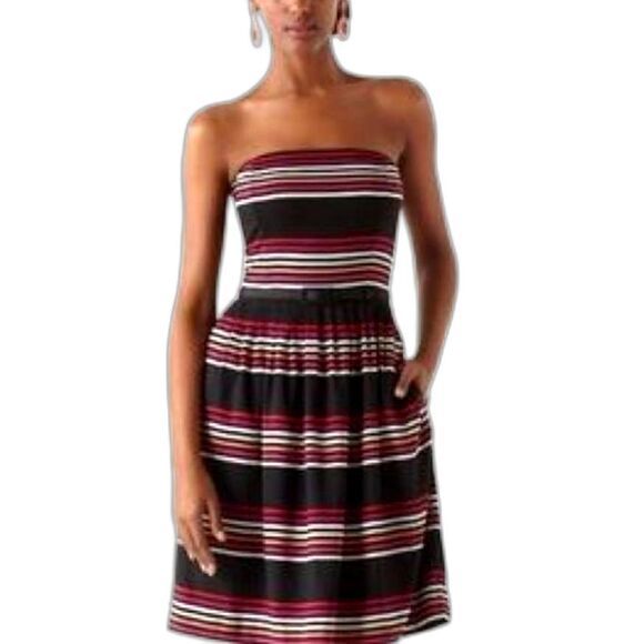 WHBM | White House Black Market Multicolor Striped Strapless A-line Dress Size 2 - Picture 1 of 13